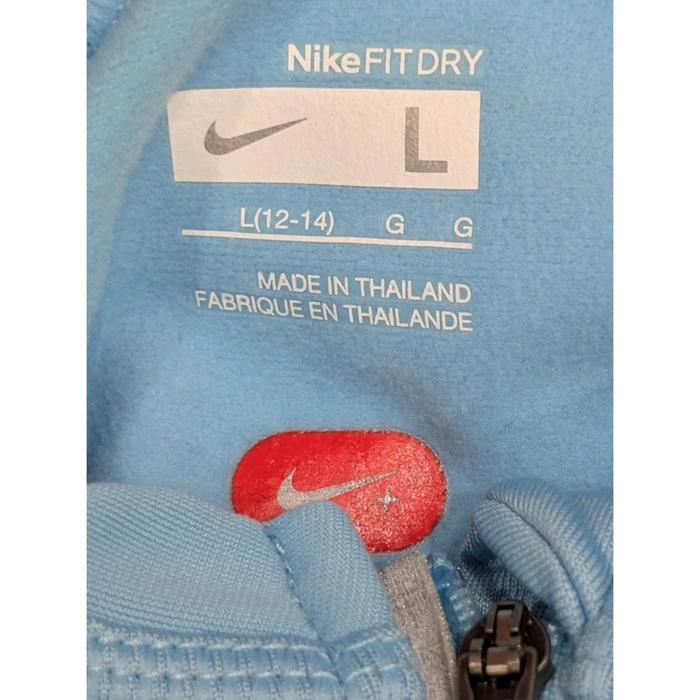 Nike Fit Dri Women's 1/2 Zip‎ Pullover w/Hood Size Large (12-14) Powder Blue